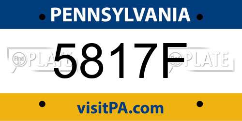 5817F Pennsylvania License Plate