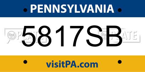 5817SB Pennsylvania License Plate