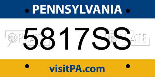 5817SS Pennsylvania License Plate