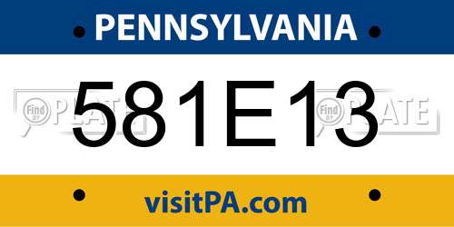 581E13 Pennsylvania License Plate