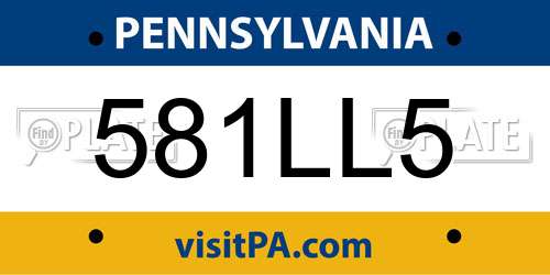 581LL5 Pennsylvania License Plate