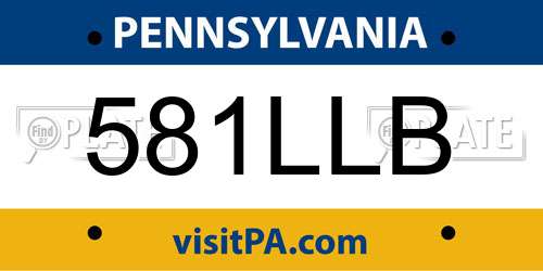 581LLB Pennsylvania License Plate