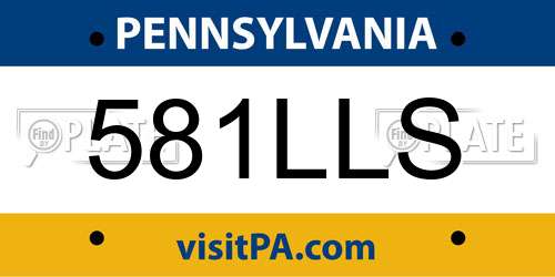 581LLS Pennsylvania License Plate