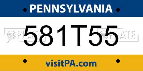 581T55 Pennsylvania License Plate