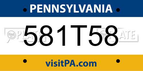 581T58 Pennsylvania License Plate