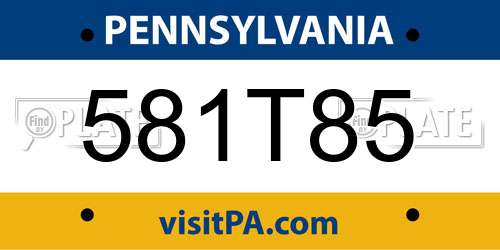581T85 Pennsylvania License Plate