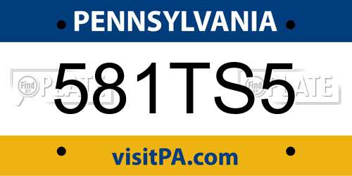 581TS5 Pennsylvania License Plate