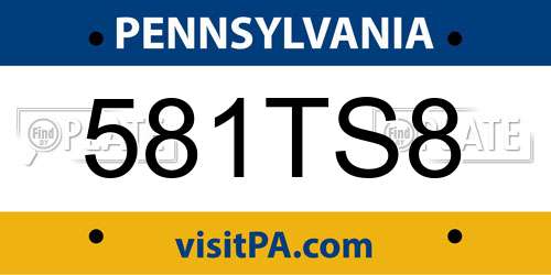581TS8 Pennsylvania License Plate