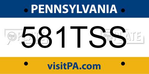 581TSS Pennsylvania License Plate