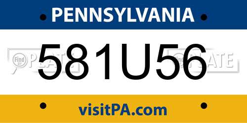 581U56 Pennsylvania License Plate