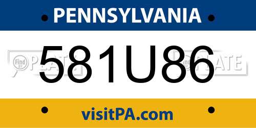 581U86 Pennsylvania License Plate