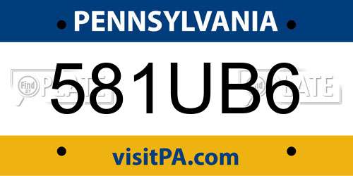 581UB6 Pennsylvania License Plate