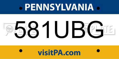 581UBG Pennsylvania License Plate