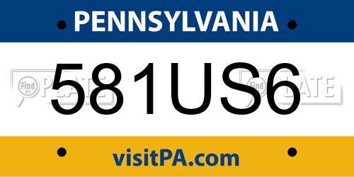 581US6 Pennsylvania License Plate