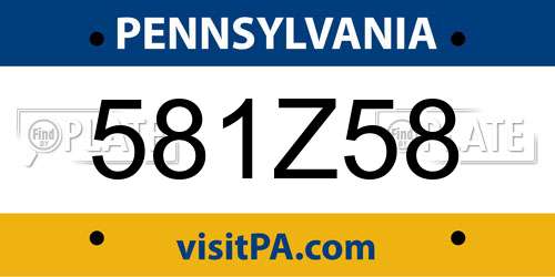 581Z58 Pennsylvania License Plate