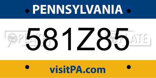 581Z85 Pennsylvania License Plate