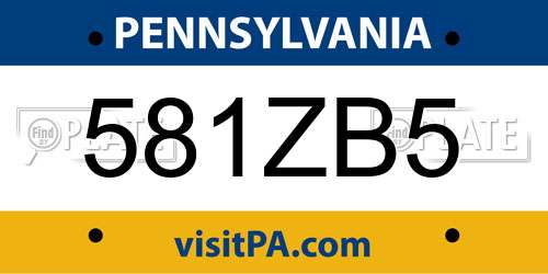 581ZB5 Pennsylvania License Plate