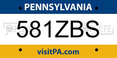 581ZBS Pennsylvania License Plate