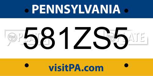 581ZS5 Pennsylvania License Plate