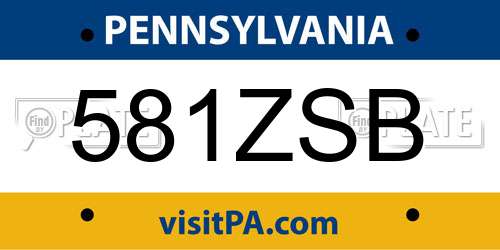 581ZSB Pennsylvania License Plate
