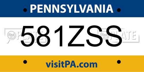 581ZSS Pennsylvania License Plate