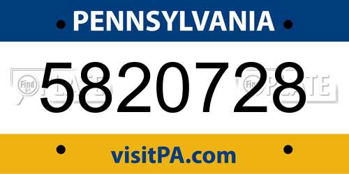 5820728 Pennsylvania License Plate