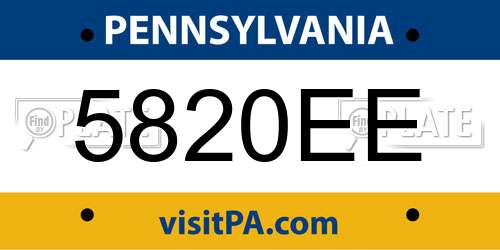 5820EE Pennsylvania License Plate