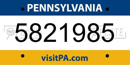 5821985 Pennsylvania License Plate