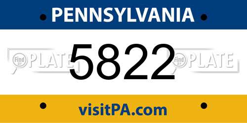 5822 Pennsylvania License Plate