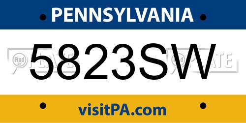 5823SW Pennsylvania License Plate
