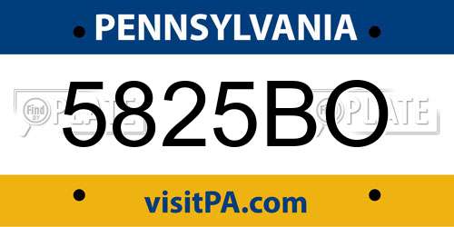 5825BO Pennsylvania License Plate