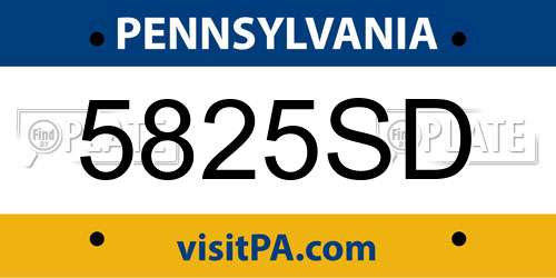 5825SD Pennsylvania License Plate