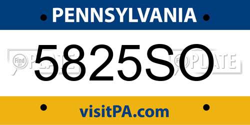 5825SO Pennsylvania License Plate