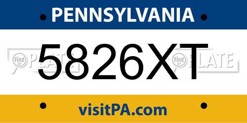 5826XT Pennsylvania License Plate