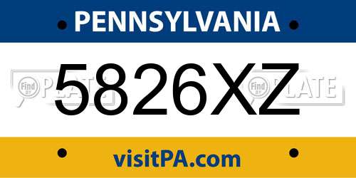 5826XZ Pennsylvania License Plate