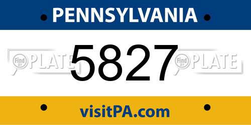 5827 Pennsylvania License Plate