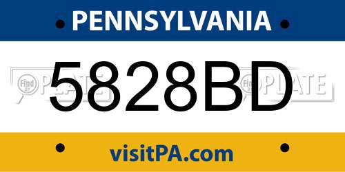 5828BD Pennsylvania License Plate
