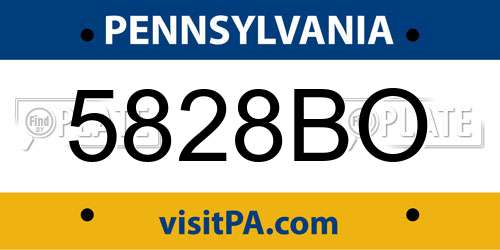 5828BO Pennsylvania License Plate