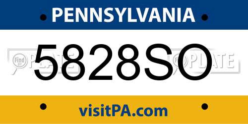 5828SO Pennsylvania License Plate