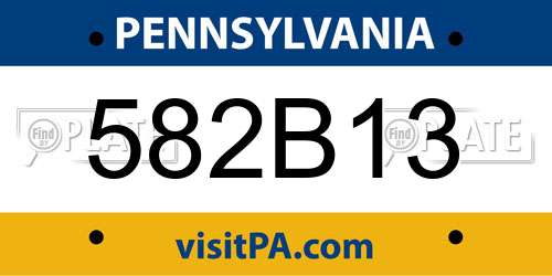 582B13 Pennsylvania License Plate