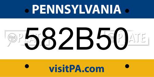 582B50 Pennsylvania License Plate