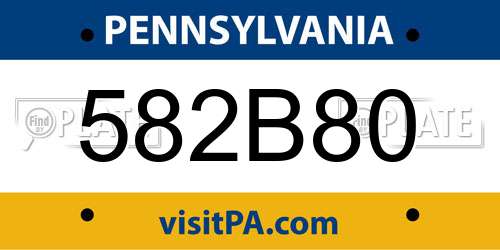 582B80 Pennsylvania License Plate