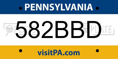 582BBD Pennsylvania License Plate