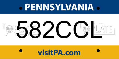 582CCL Pennsylvania License Plate