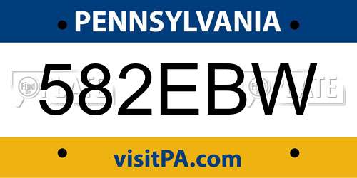 582EBW Pennsylvania License Plate