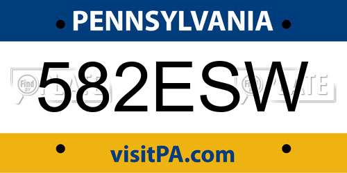 582ESW Pennsylvania License Plate