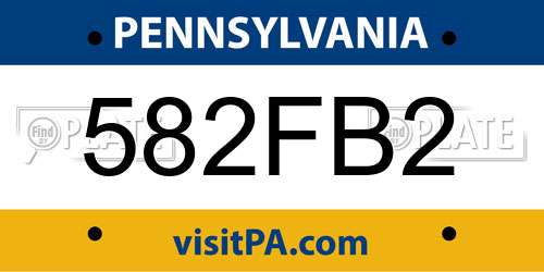 582FB2 Pennsylvania License Plate
