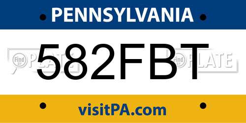 582FBT Pennsylvania License Plate