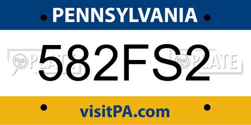582FS2 Pennsylvania License Plate