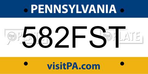 582FST Pennsylvania License Plate